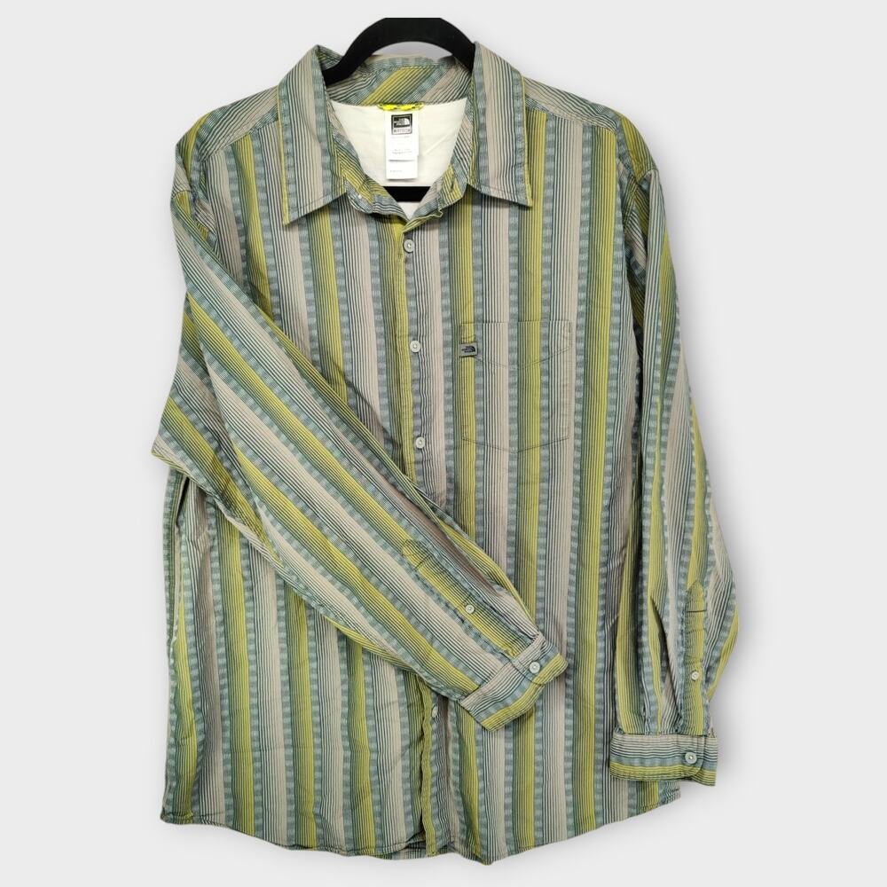 Mens The North Face Green Long Sleeve Button Down Shirt Size Large